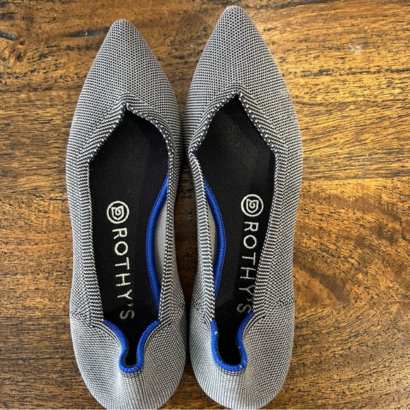 Rothy's Shoes The Point Pointed Toe Comfort Flats Cloud Grey Birdseye - Picture 8 of 11
